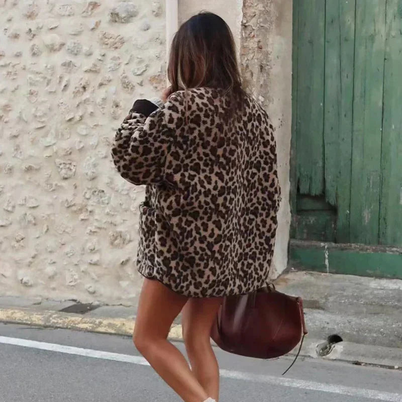 Maya | Leopard fleecejack voor Dames