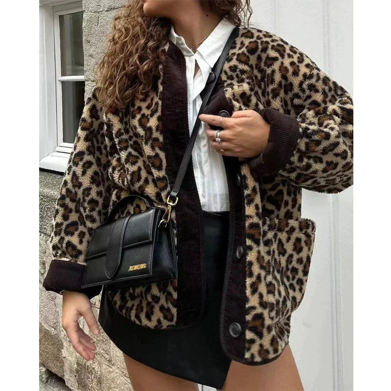 Maya | Leopard fleecejack voor Dames