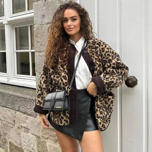 Maya | Leopard fleecejack voor Dames