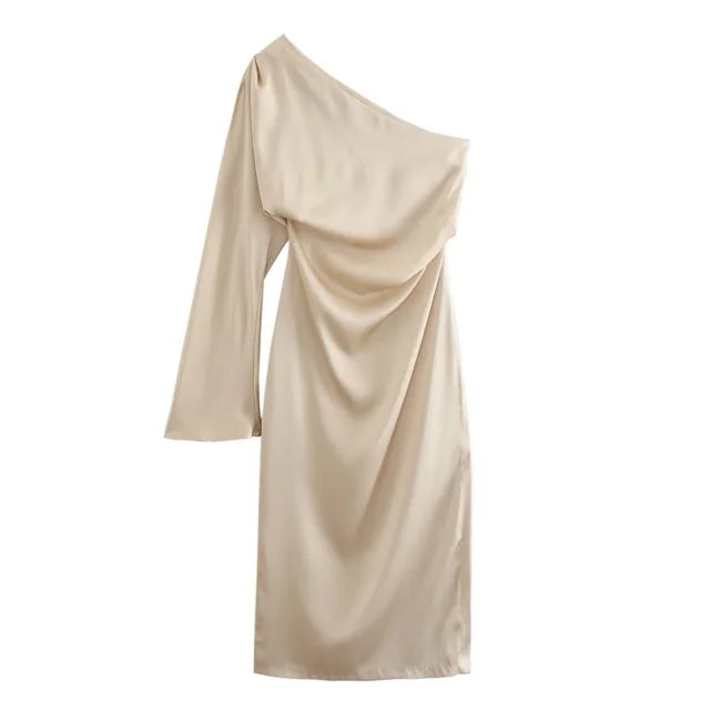 Veronica | Asymmetrische Één-Schouder Midi-Jurk voor Vrouwen