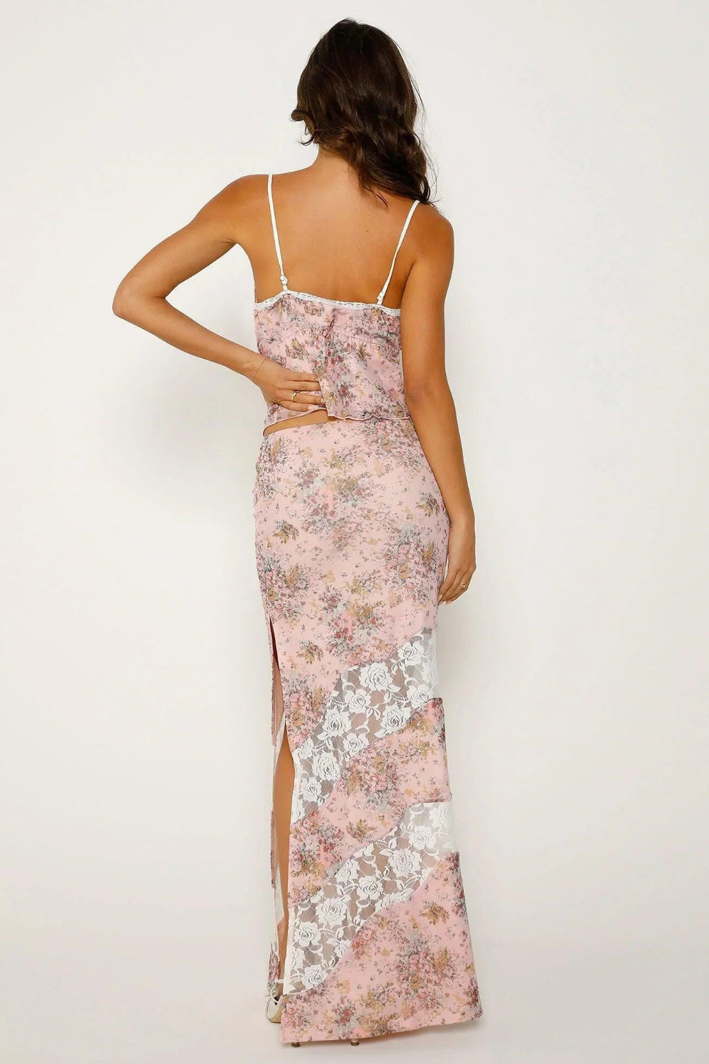 Ernestine | Dames Two-Piece Set met Bloemenprint – Mouwloze Top en Maxi-Rok