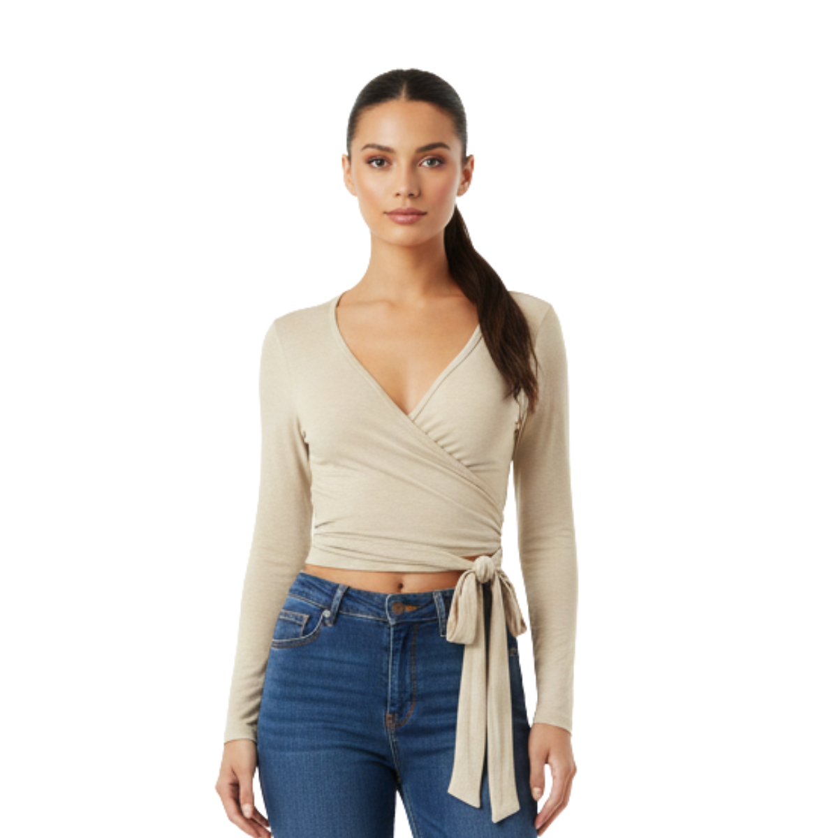 Wikkelblouse - Beige