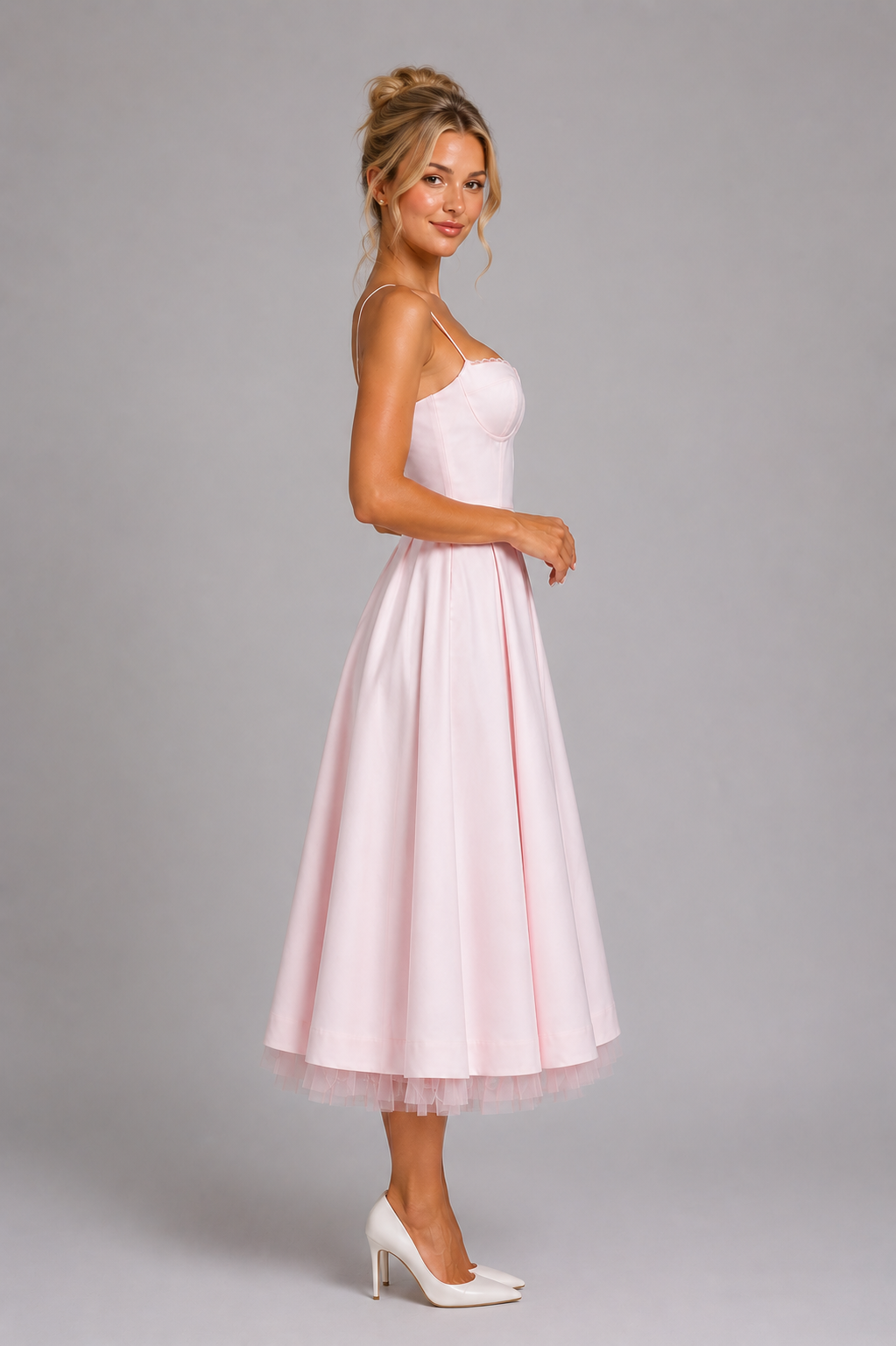 Dames Corsetjurk Midi met Volle Laagjesrok
