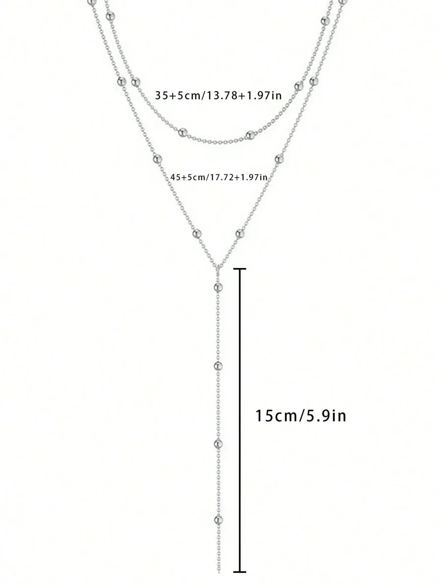 Y-halsketting | Gelaagde damesketting met 3 lagen en tijdloos design