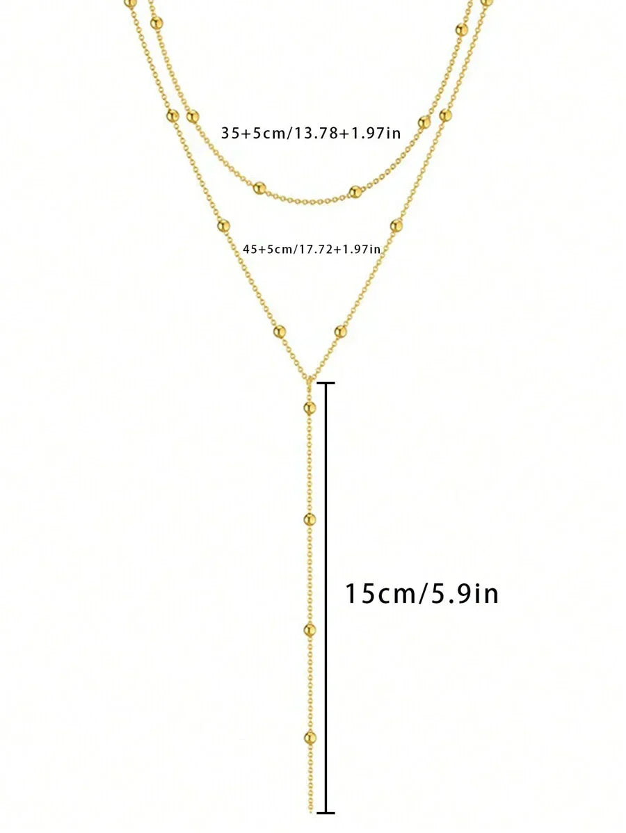 Y-halsketting | Gelaagde damesketting met 3 lagen en tijdloos design