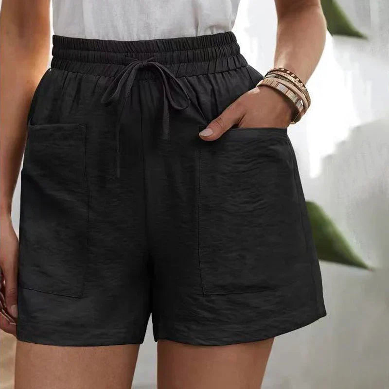 Coleta | Dames Linnen Short – Hoge Taille, Verstelbaar Koord, Losvallend Model