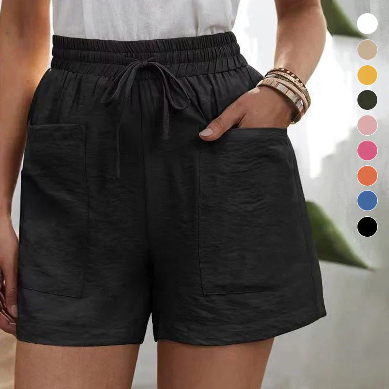 Coleta | Dames Linnen Short – Hoge Taille, Verstelbaar Koord, Losvallend Model