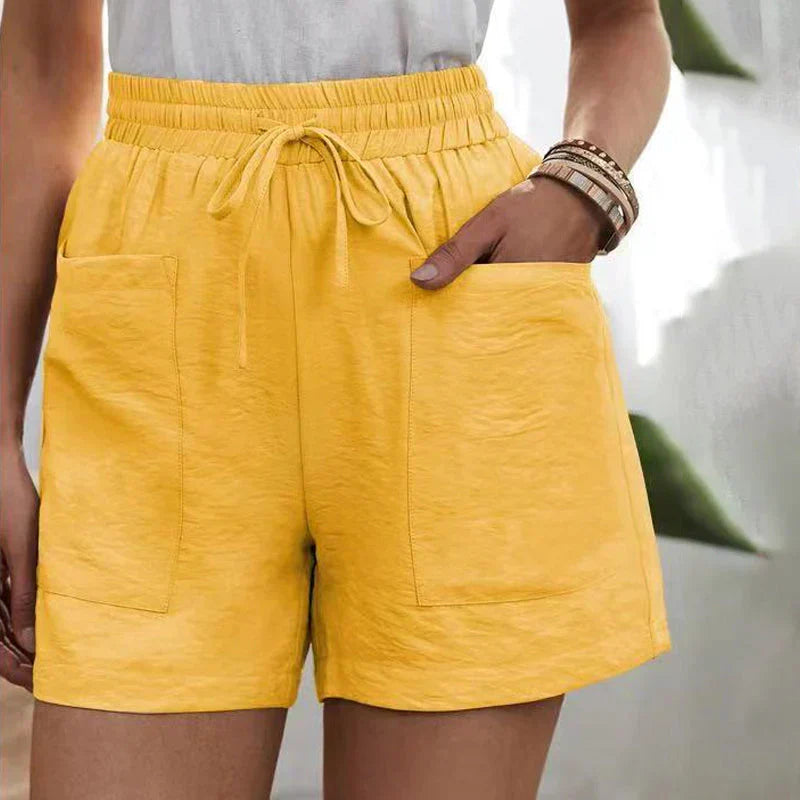 Coleta | Dames Linnen Short – Hoge Taille, Verstelbaar Koord, Losvallend Model