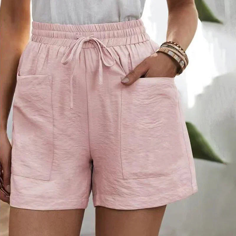Coleta | Dames Linnen Short – Hoge Taille, Verstelbaar Koord, Losvallend Model