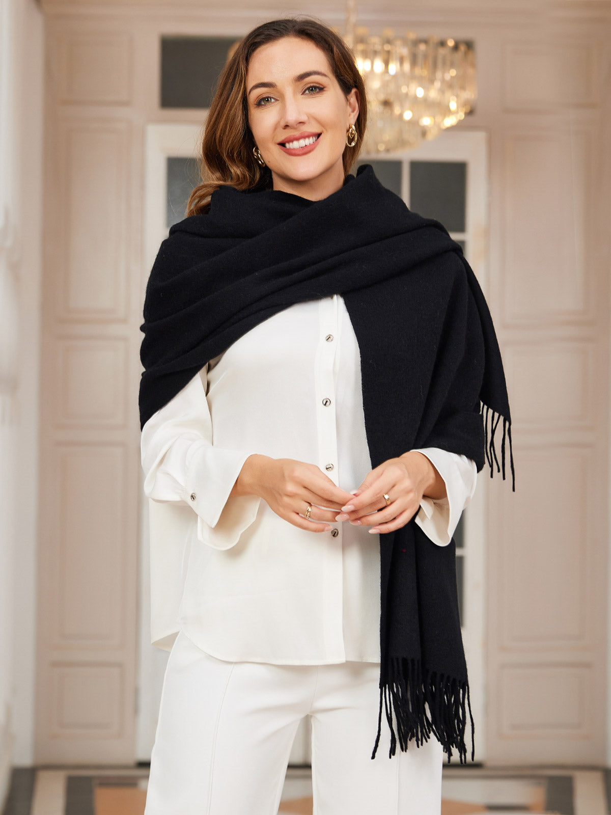 Dikra Wollen Sjaal | Dames Sjaal met Elegante Franje en Luxe Warmte