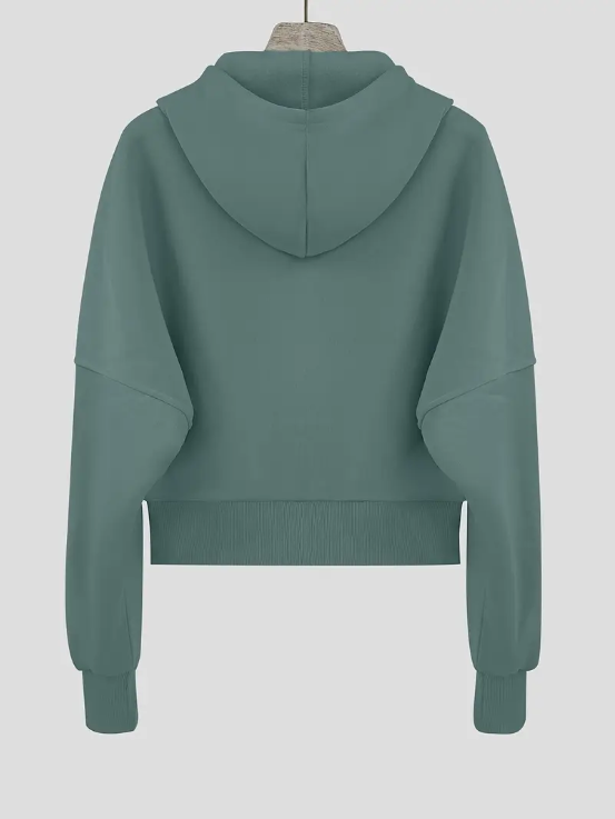 Adele - Scharlakenrode Cropped Katoenen Hoodie Met Rits