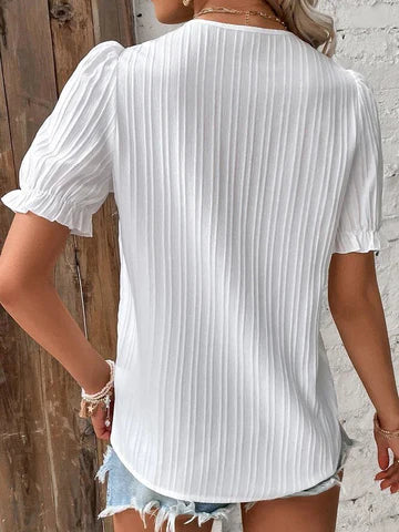 Aria -  Kanten blouse met pofmouwen