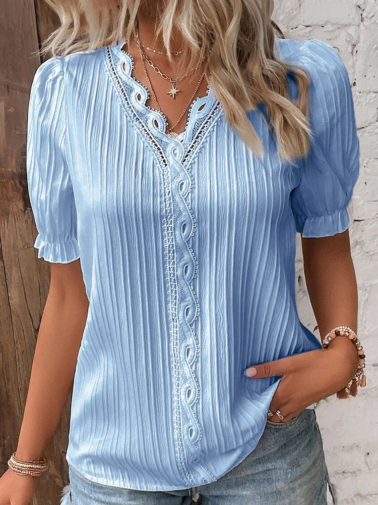 Aria -  Kanten blouse met pofmouwen