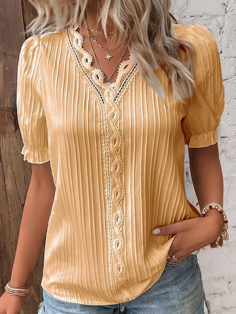 Aria -  Kanten blouse met pofmouwen