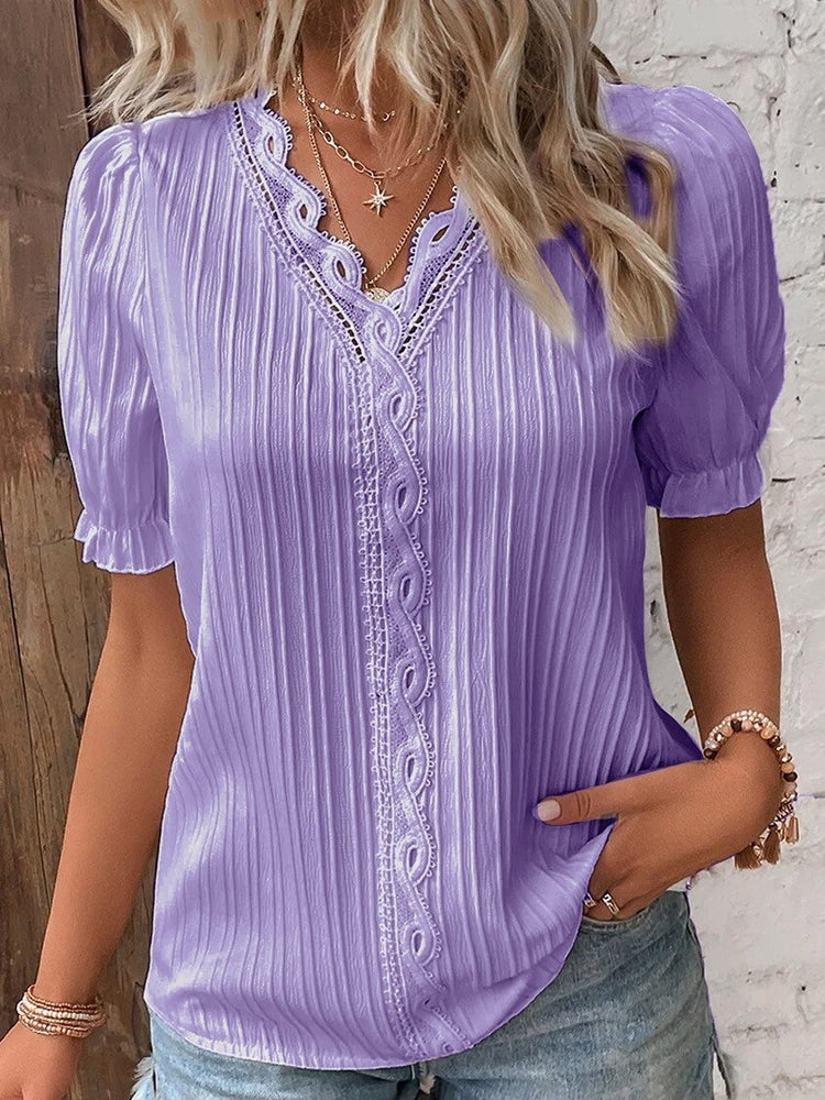 Aria -  Kanten blouse met pofmouwen