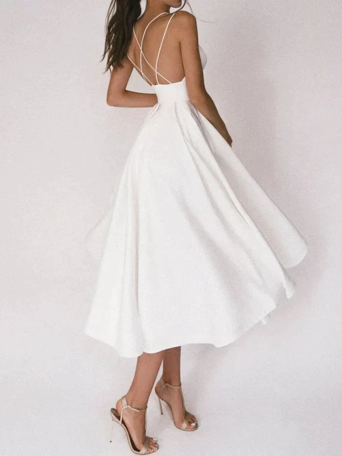 Imke | Dames midikleed met sexy kruisrug – elegant en verleidelijk design