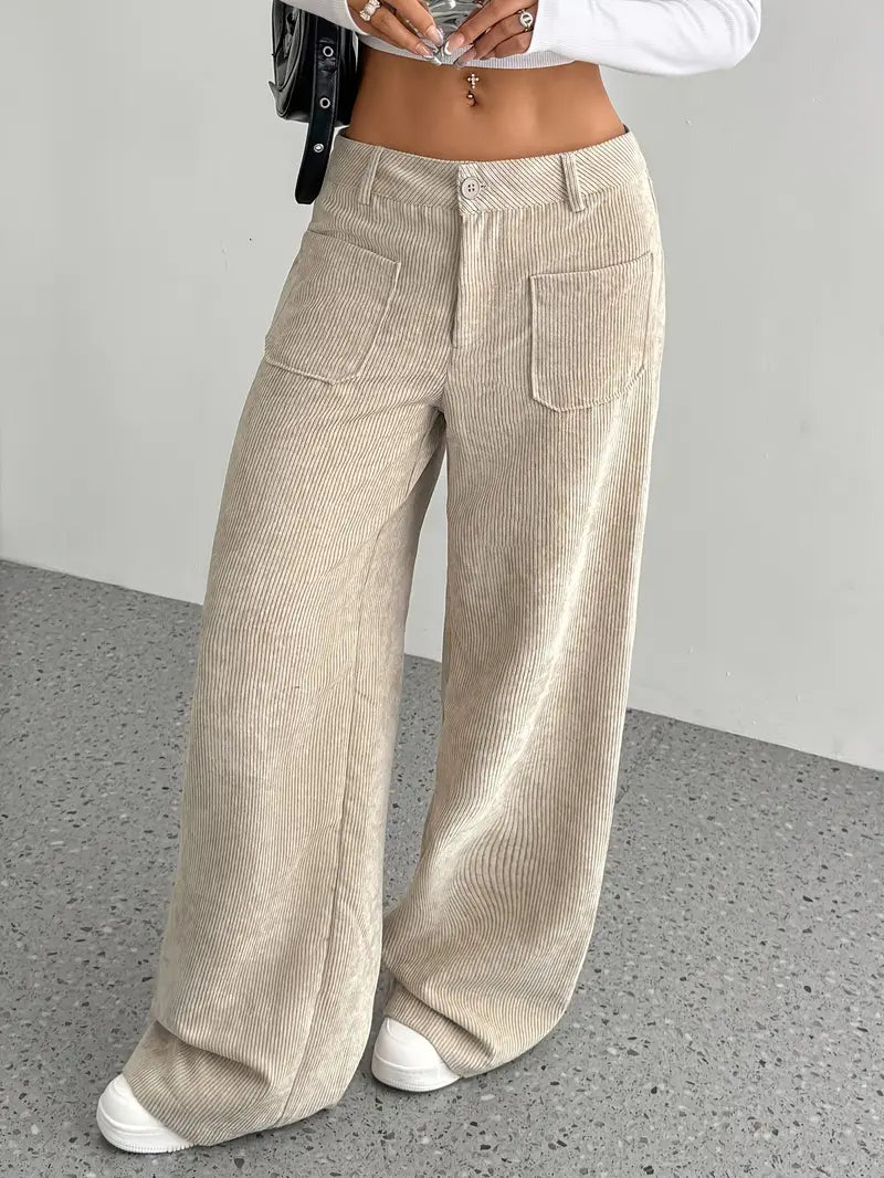 Ainsley - Makara Corduroy Broek Met Wijde Pijpen