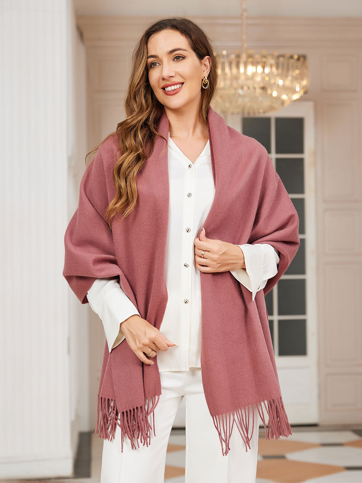 Dikra Wollen Sjaal | Dames Sjaal met Elegante Franje en Luxe Warmte