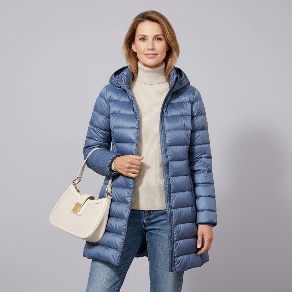 Dames Ultralichte Gewatteerde Winterjas met Capuchon – Zwart, Waterafstotend, Ideaal voor Koude Dagen