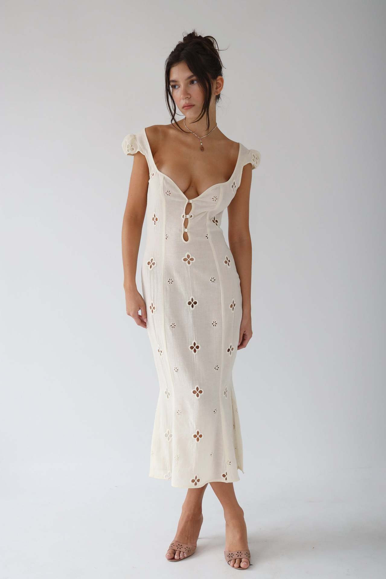 Isla - Vintage Geborduurde Midi-jurk voor Dames