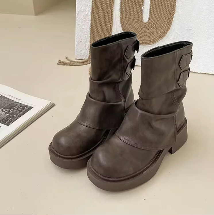 Bianca - Vintage Leren Slip-On Laarzen