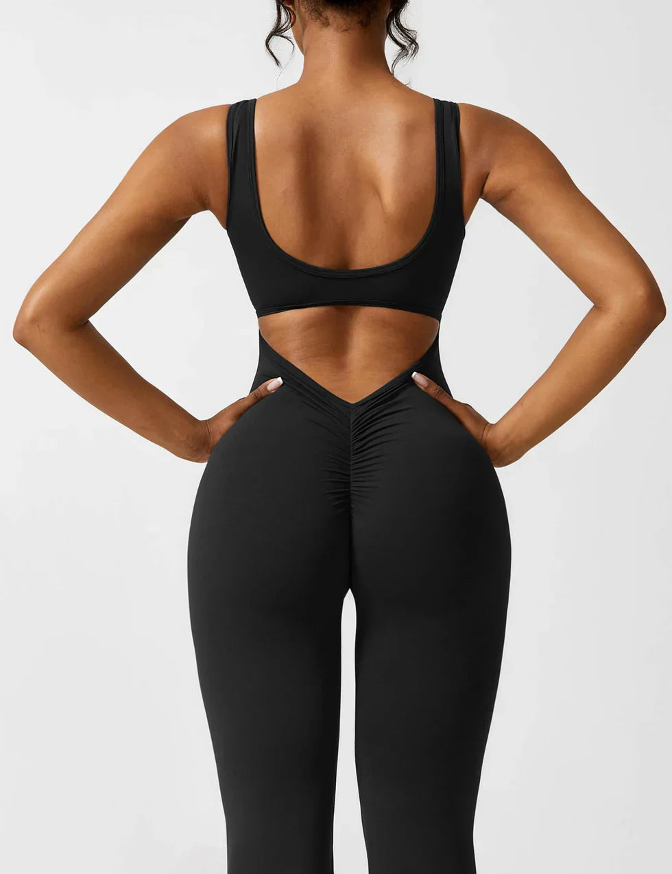 Flared Scrunched V-Back Jumpsuit voor Dames