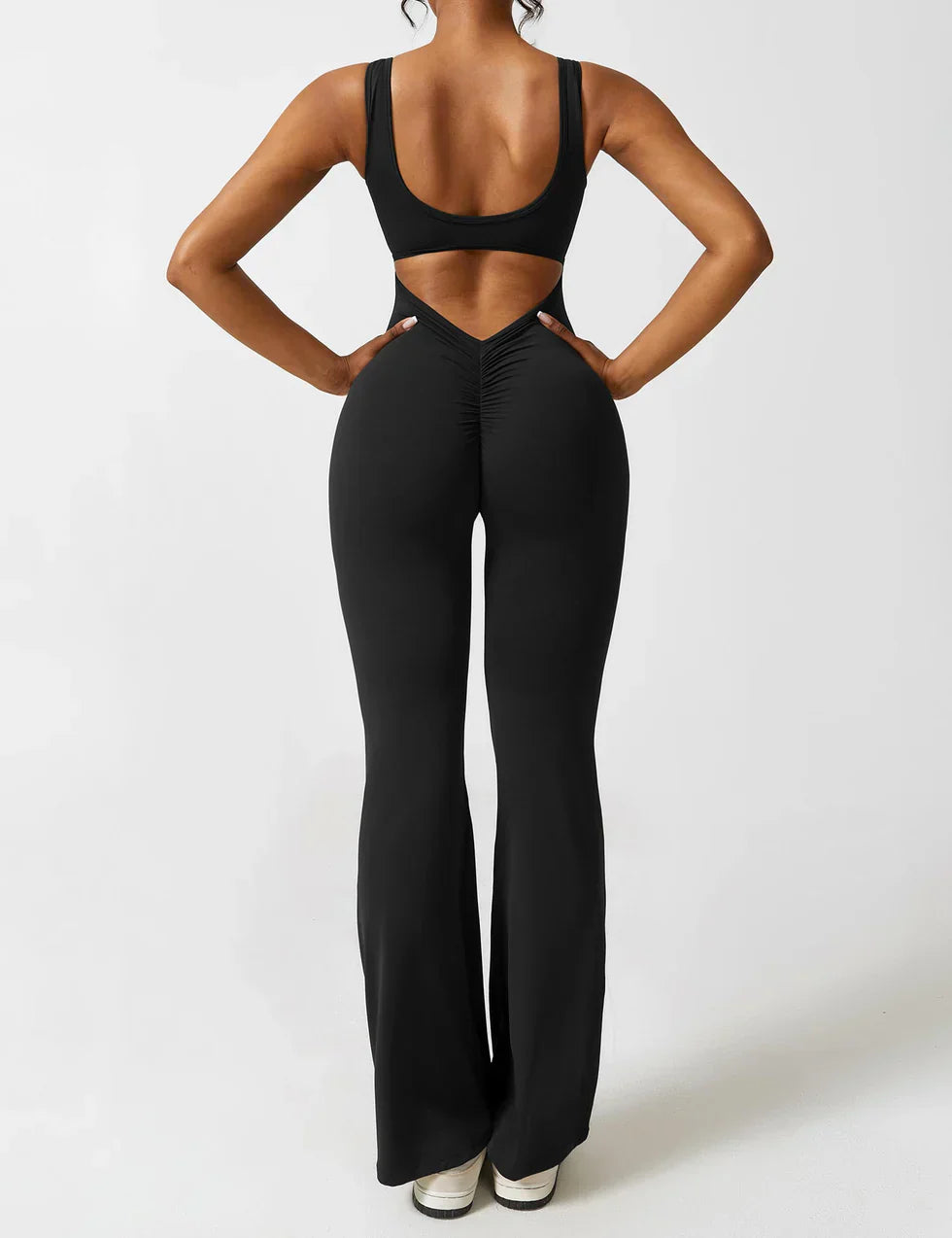 Flared Scrunched V-Back Jumpsuit voor Dames