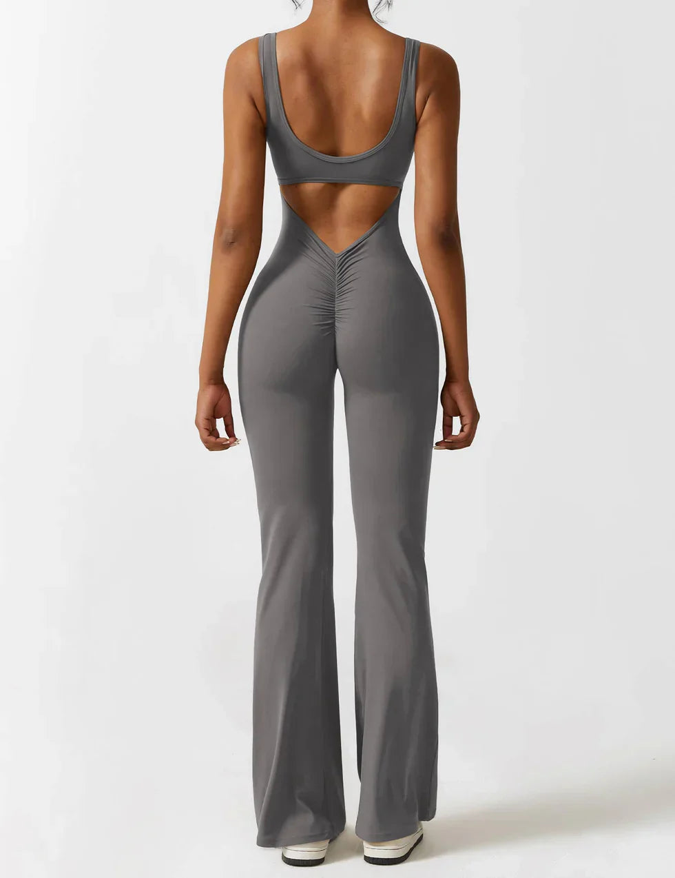 Flared Scrunched V-Back Jumpsuit voor Dames