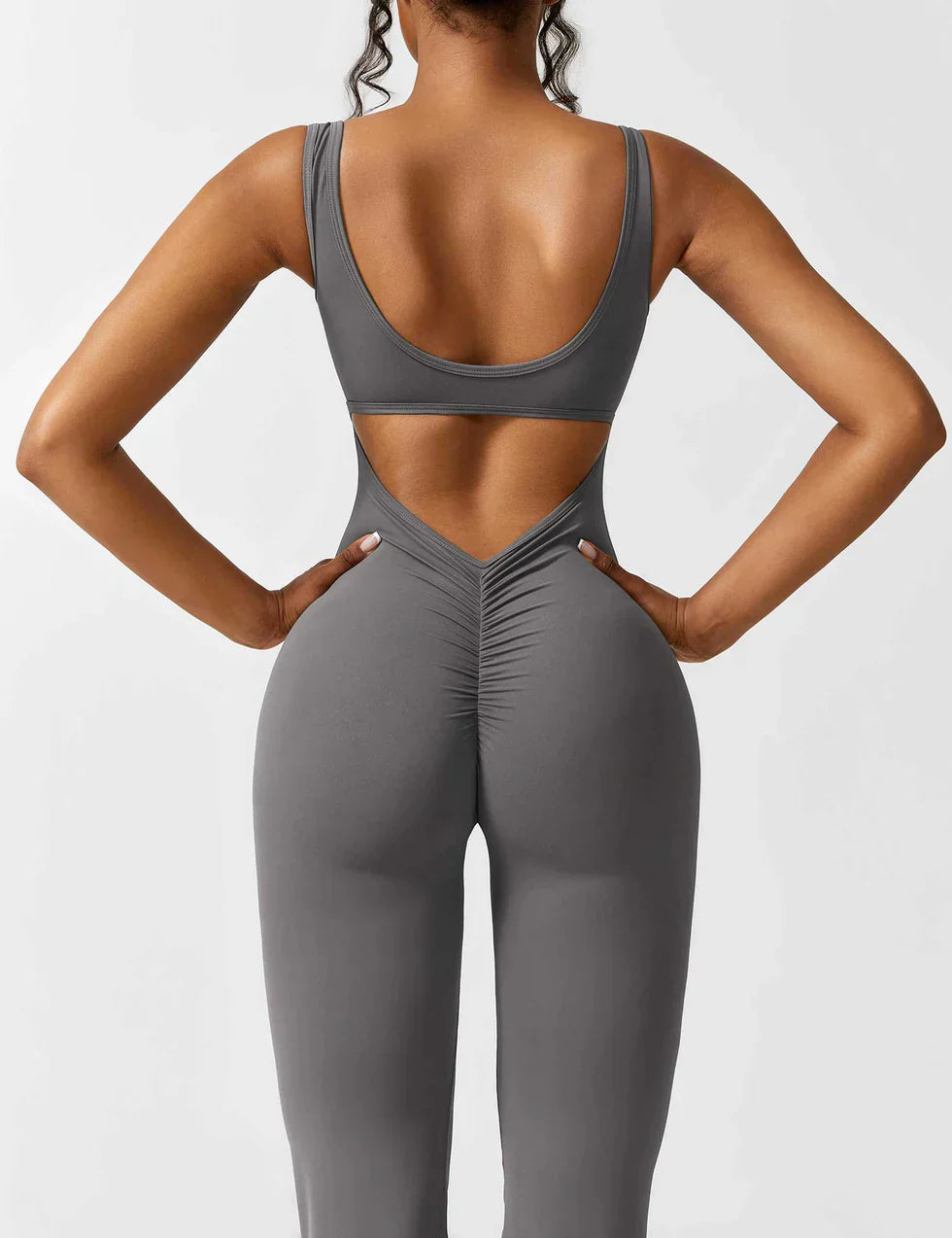 Flared Scrunched V-Back Jumpsuit voor Dames