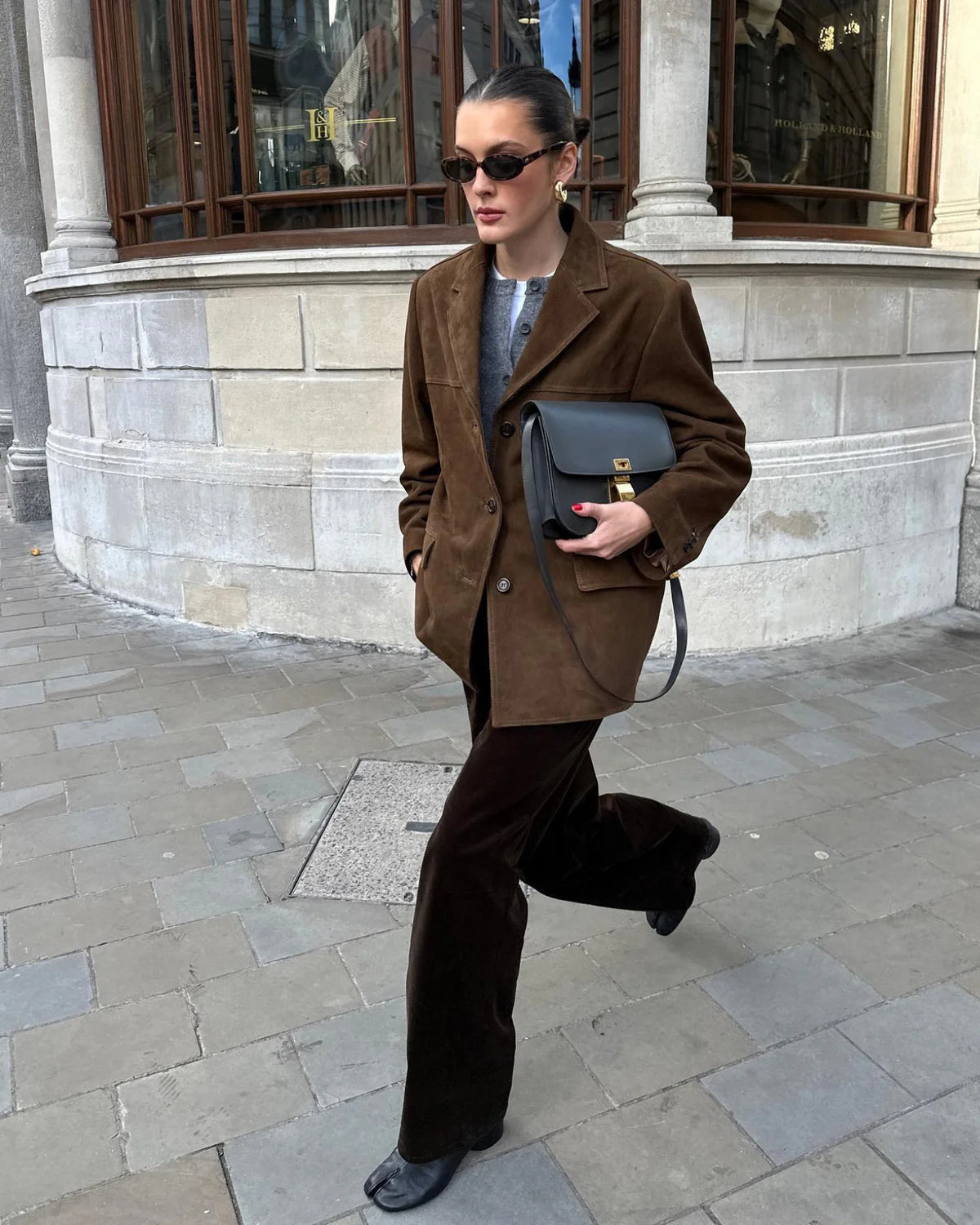 Bruine suede blazer voor dames