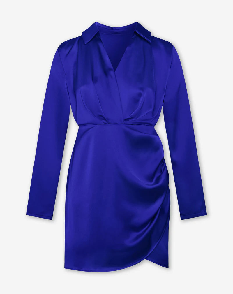 Bubbles Satijnen Jurk | Damesjurk met V-Hals en Elastische Taille voor Elegante Pasvorm