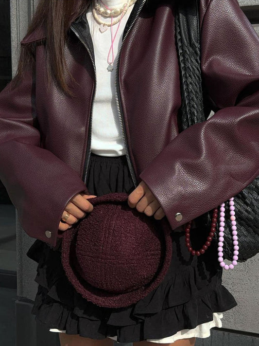 burgundy leren jas voor dames