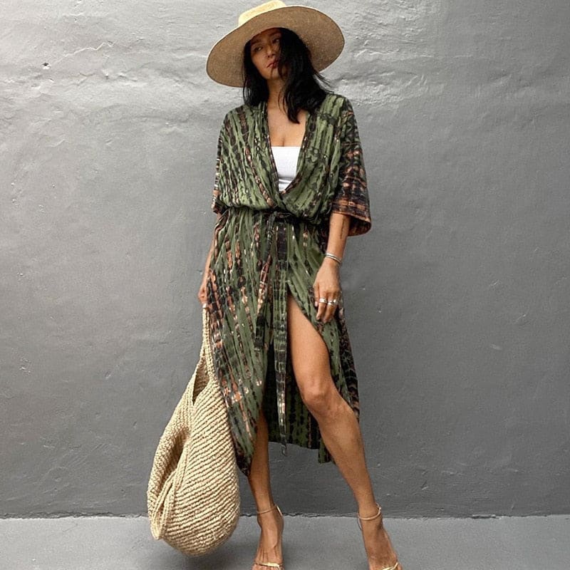 Tie-Dye Kimono Jurk | Dames strand cover-up van rayon met luchtige pasvorm