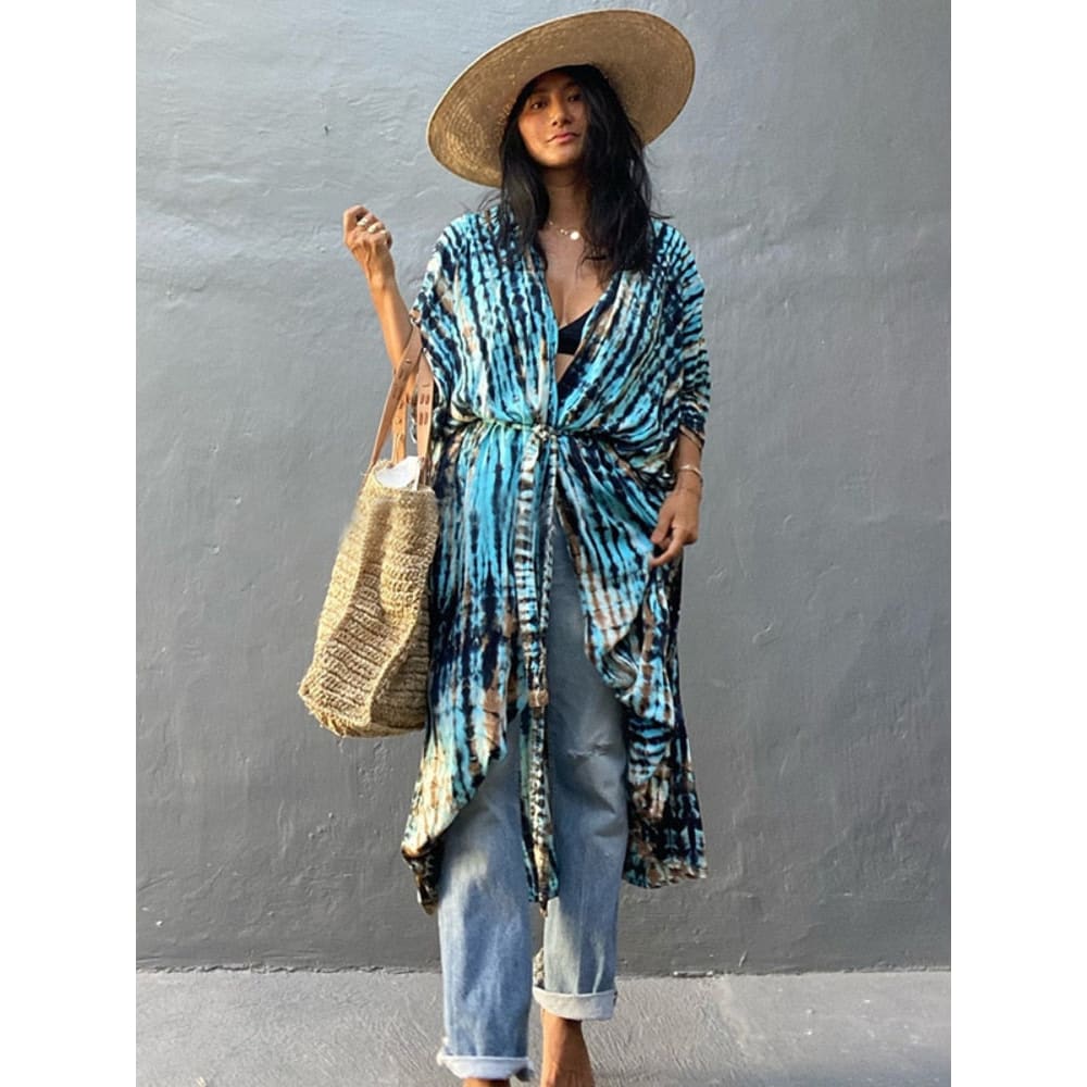 Tie-Dye Kimono Jurk | Dames strand cover-up van rayon met luchtige pasvorm