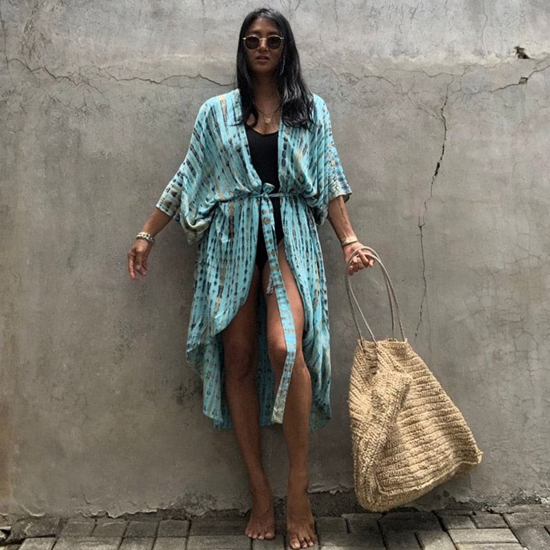 Tie-Dye Kimono Jurk | Dames strand cover-up van rayon met luchtige pasvorm