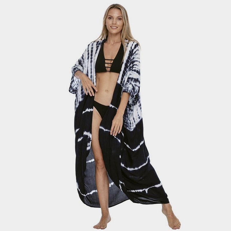 Tie-Dye Kimono Jurk | Dames strand cover-up van rayon met luchtige pasvorm