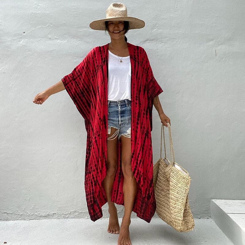 Tie-Dye Kimono Jurk | Dames strand cover-up van rayon met luchtige pasvorm