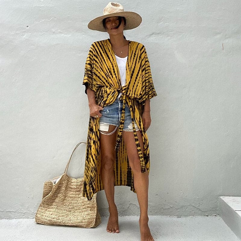 Tie-Dye Kimono Jurk | Dames strand cover-up van rayon met luchtige pasvorm