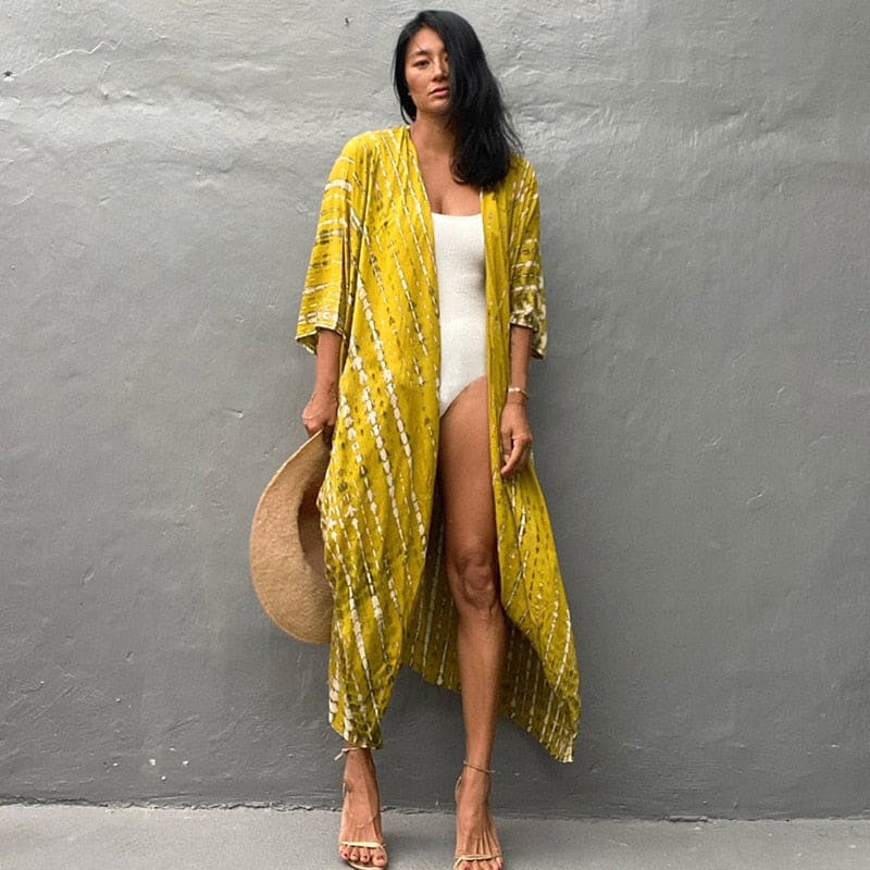 Tie-Dye Kimono Jurk | Dames strand cover-up van rayon met luchtige pasvorm