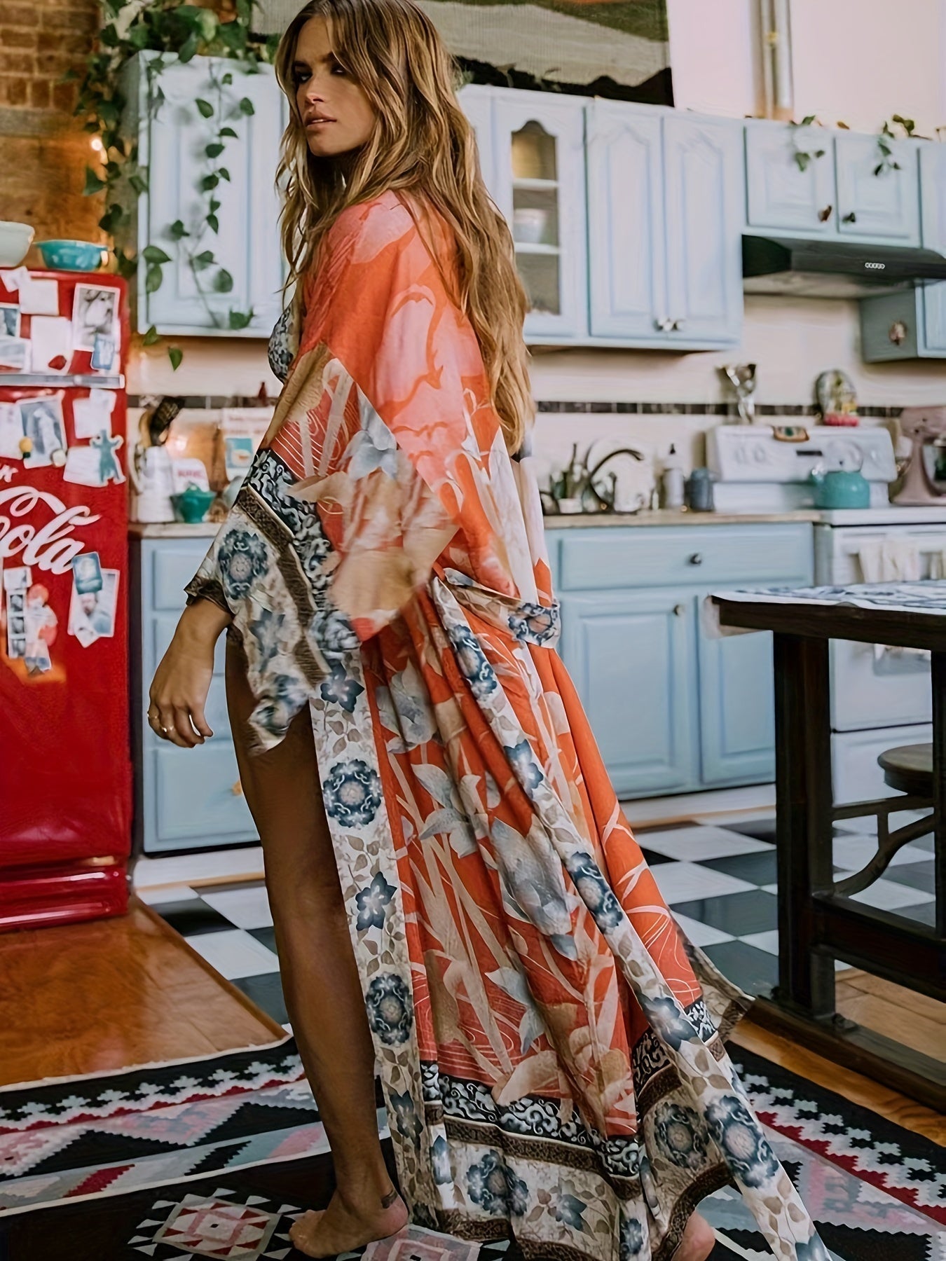 Christa | Dames Kimono met Bloemenprint en Strikceintuur – Luchtig & Feminine