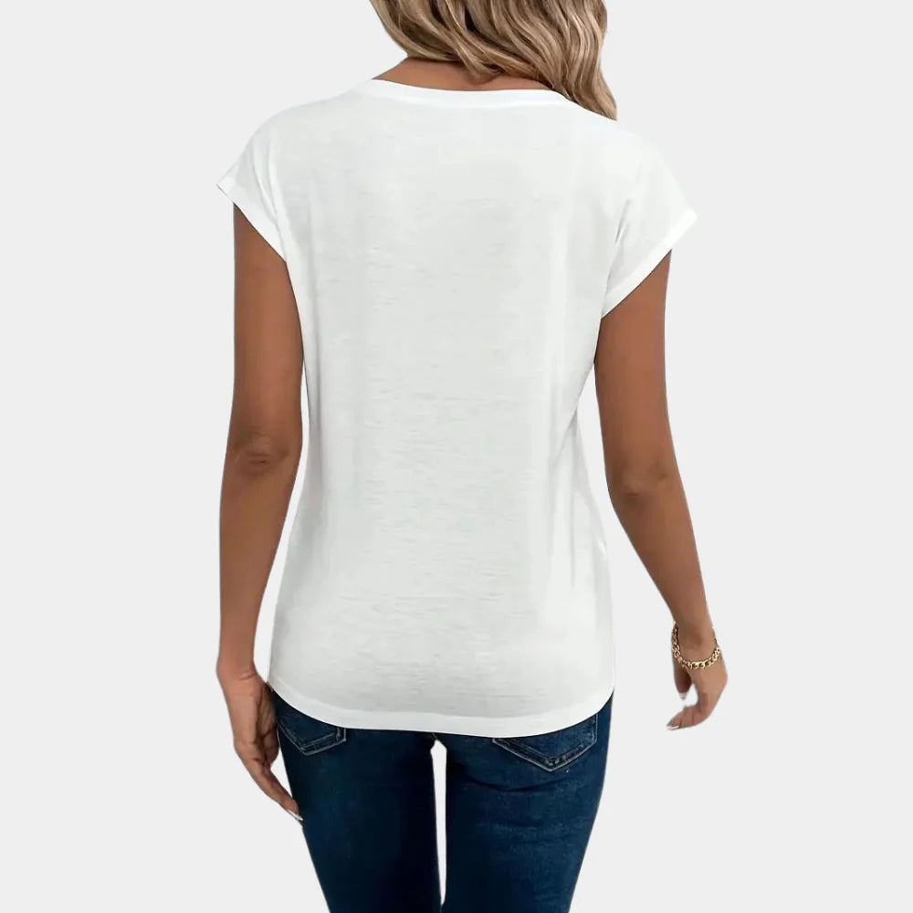 Casual wit dames t-shirt met v-hals