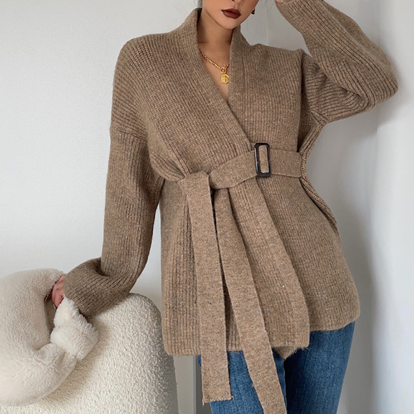 Cardigan dames met riem | Tijdloos vest met verstelbare pasvorm en elegante stijl