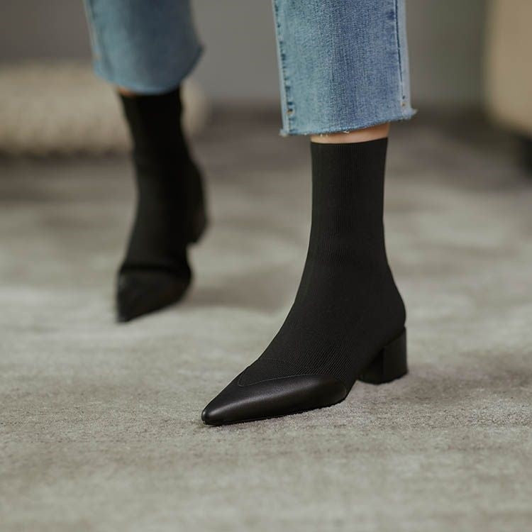 Charlotte - Elegante soklaarzen met leren accent