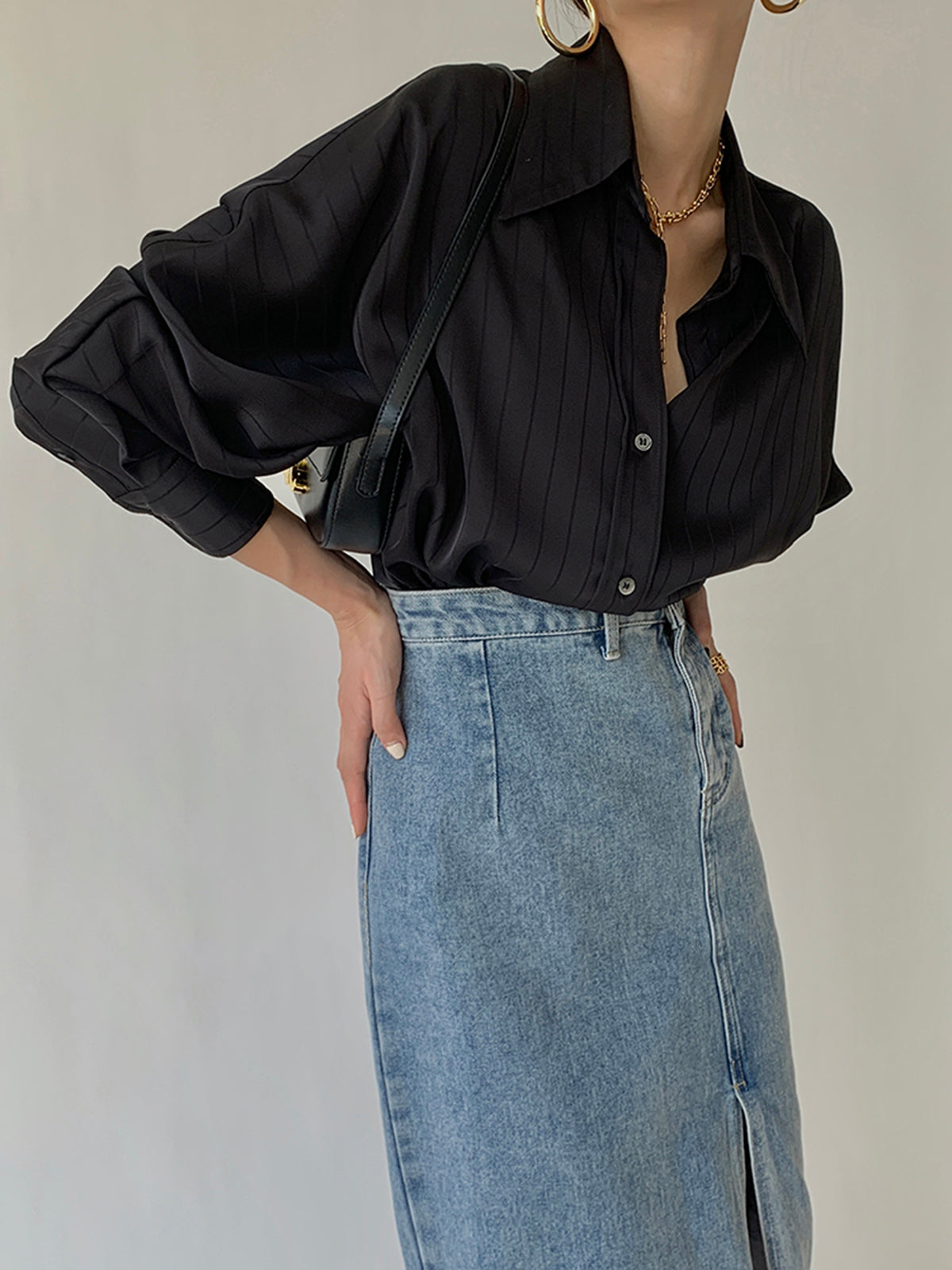 Christel - Oversized Overhemd met Kraag en Knoopjes