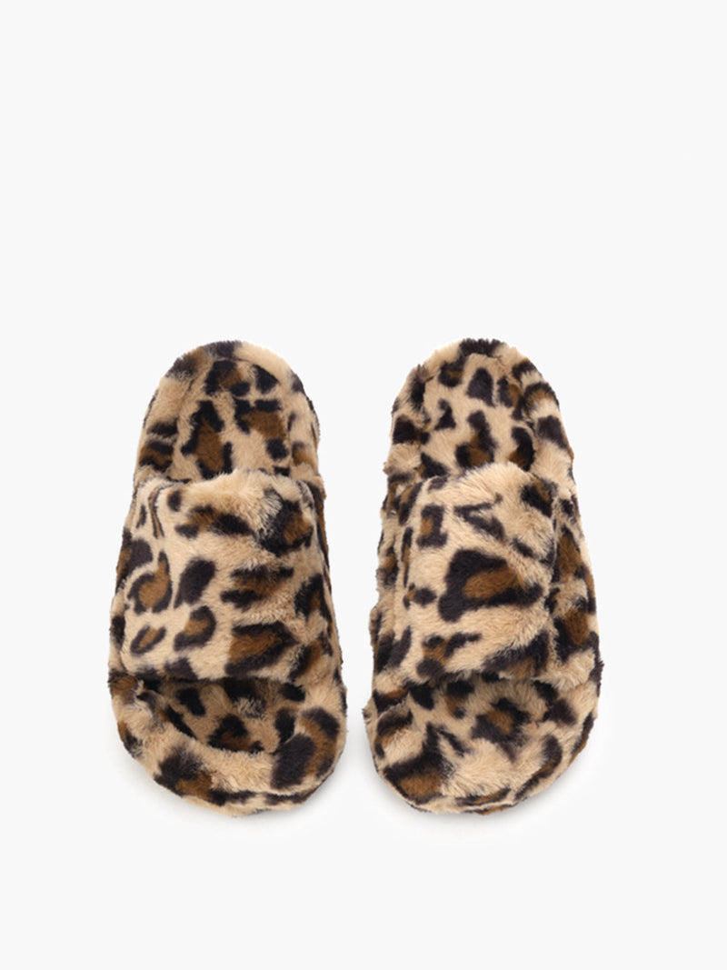 Cindy - Luipaard Fuzzy Platform Pantoffels