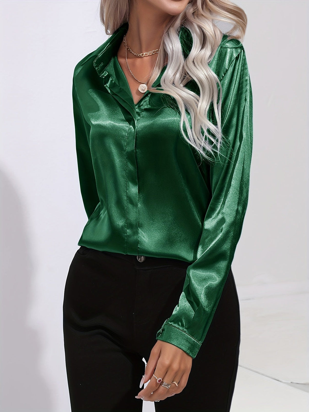 Satijnen Blouse | Dames blouse met elegante glans en tijdloze stijl