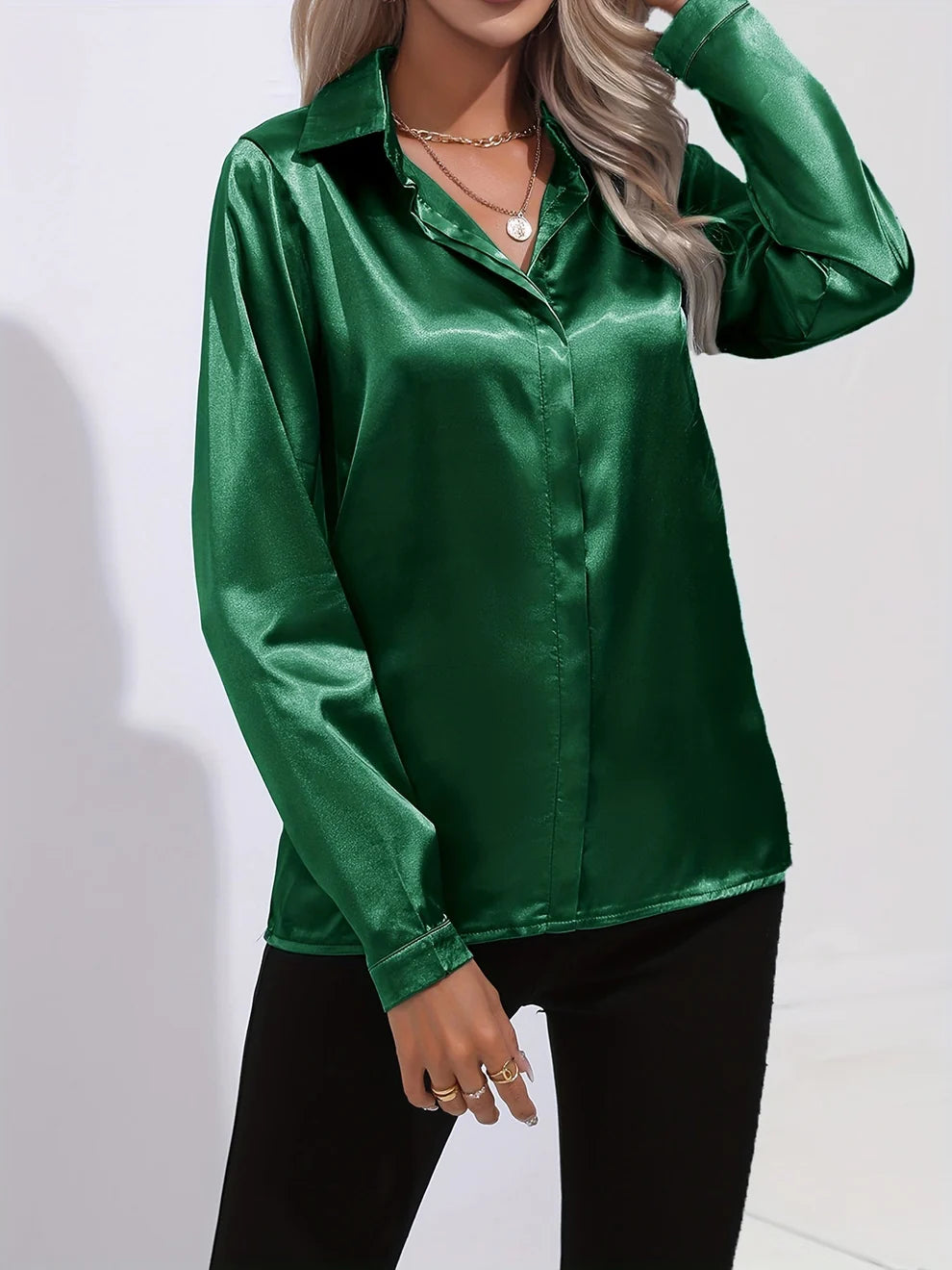Satijnen Blouse | Dames blouse met elegante glans en tijdloze stijl