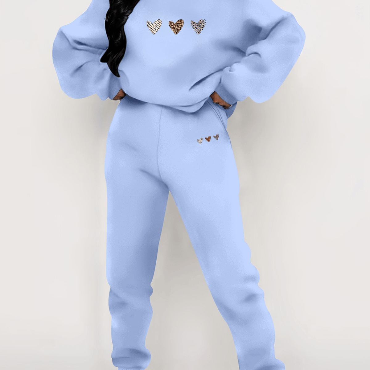 REORIA Vrouwen V-hals Activewear Losse Lounge Wear Set Effen Kleur Trainingspak Co Ord Sets Tweedelige Outfit, Zwart, M