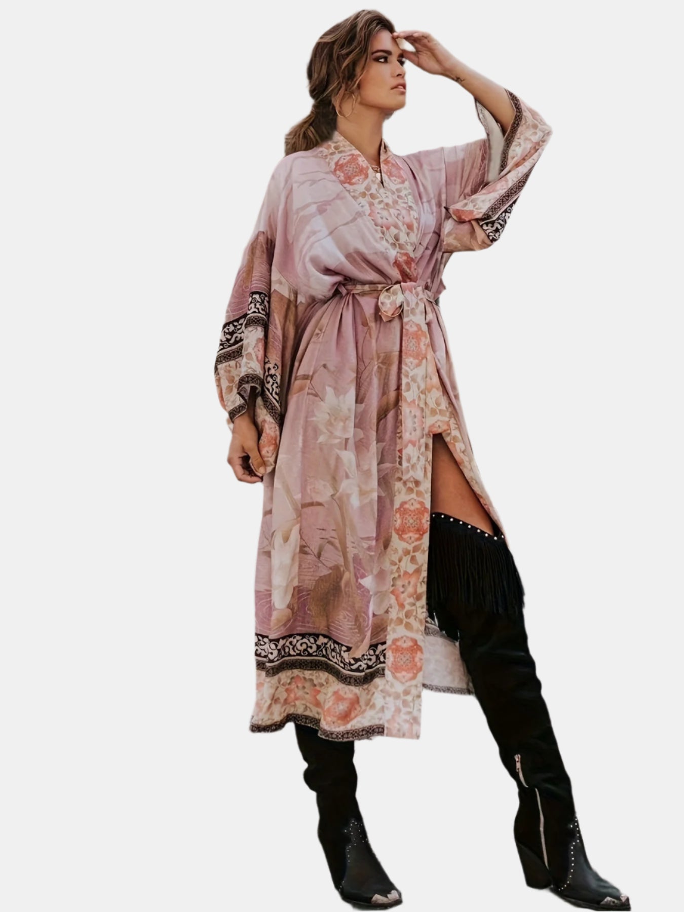 Christa | Dames Kimono met Bloemenprint en Strikceintuur – Luchtig & Feminine