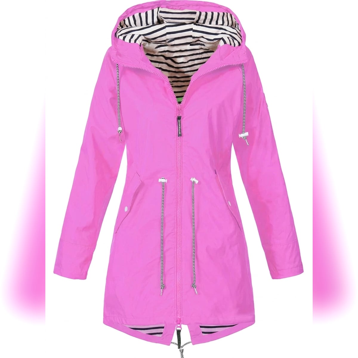 dames regenjas met capuchon in roze